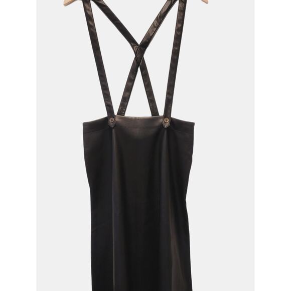 NWT Anthropologie Black Faux Leather Pinafore Skirt - Size 8 - Picture 10 of 10